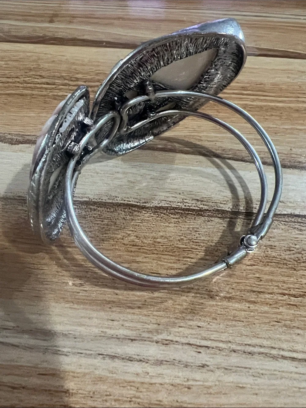 B#43  Shell Inlay Cuff Bracelet and in Silver-Tone